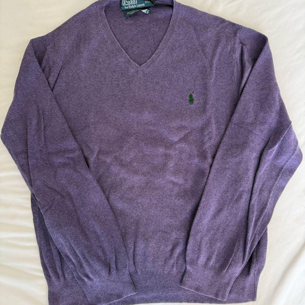 Polo by Ralph Lauren heather purple V-neck sweater,